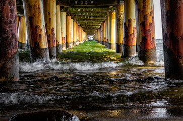 Old wooden pier in Sopot, Baltic Sea coast	