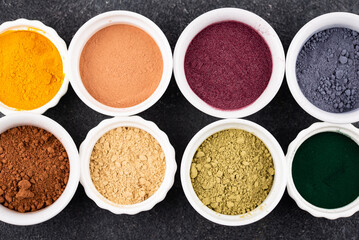 Various healthy superfoods powder