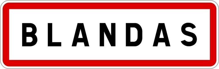 Panneau entrée ville agglomération Blandas / Town entrance sign Blandas