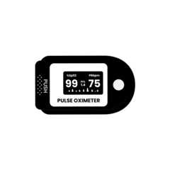 Oximeter Silhouette. Black and White Icon on Isolated White Background Suitable for Logo or Design Element
