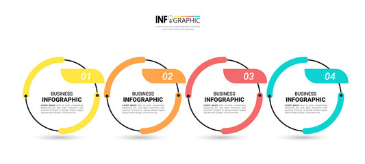 4 Steps timeline Infographics design template.	
