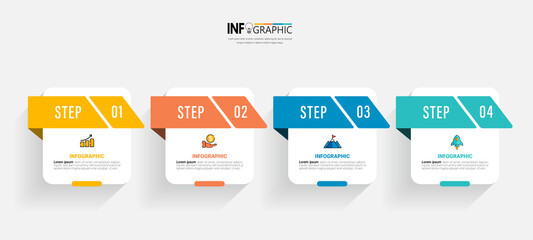 Four steps business infographics template vector.	
 - obrazy, fototapety, plakaty