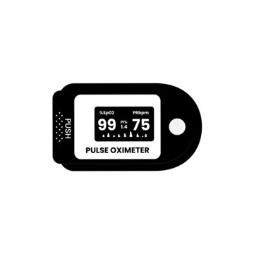 recommend clip art: Oximeter Silhouette. Black and White Icon on Isolated White Background Suitable for Logo or Design Element