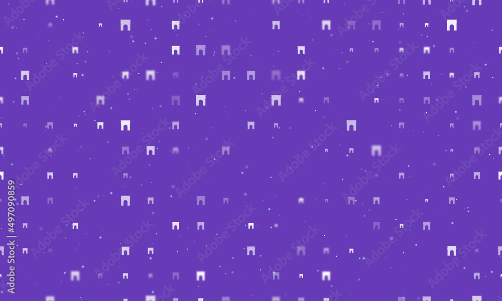 Poster seamless background pattern of evenly spaced white arch symbols of different sizes and opacity. vect