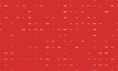 Seamless background pattern of evenly spaced white top symbols of different sizes and opacity. Vector illustration on red background with stars