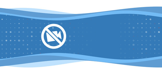 Blue wavy banner with a white no video symbol on the left. On the background there are small white shapes, some are highlighted in red. There is an empty space for text on the right side