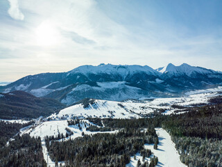 Aerial view of Bachledova dolina in the village of Zdiar in Slovakia © Peter