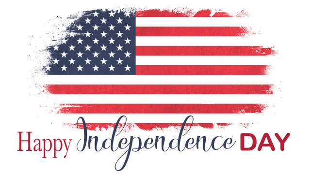 HAPPY INDEPENDENCE DAY - 4th of July America / United States background pattern template illustration -  Brushstroke paint brush splash in the colors of american flag, isolated on white texture