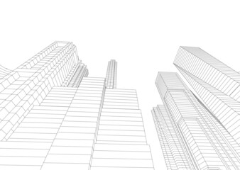 abstract architecture vector 3d illustration