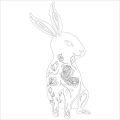 Bunny in White and Black style. Easter
