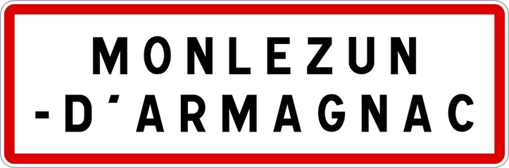 Panneau entrée ville agglomération Monlezun-d'Armagnac / Town entrance sign Monlezun-d'Armagnac