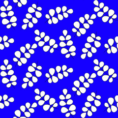 Vector seamless half-drop pattern, with leaves