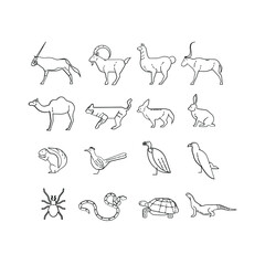 Farm animals, thin line style, flat design