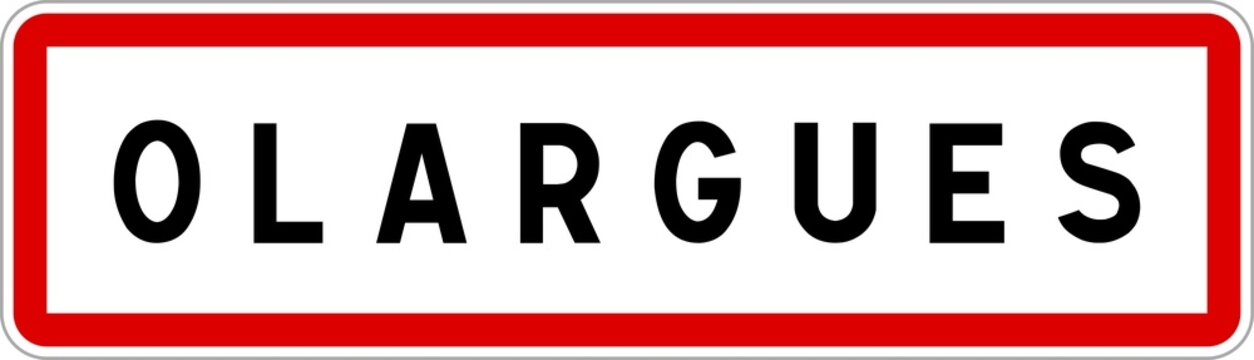 Panneau entr&eacute;e ville agglom&eacute;ration Olargues / Town entrance sign Olargues