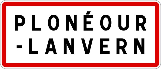 Panneau entrée ville agglomération Plonéour-Lanvern / Town entrance sign Plonéour-Lanvern