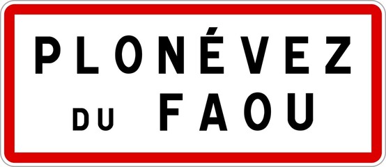 Panneau entrée ville agglomération Plonévez-du-Faou / Town entrance sign Plonévez-du-Faou
