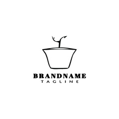 potted plant logo cartoon design icon template black isolated vector illustration