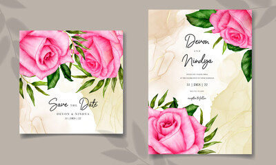 Elegant watercolor floral wedding invitation card