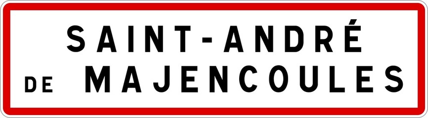 Fototapeta premium Panneau entrée ville agglomération Saint-André-de-Majencoules / Town entrance sign Saint-André-de-Majencoules