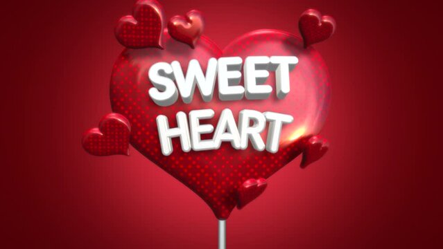 Sweet Hearts with candy red hearts, motion holidays, romantic and love style background