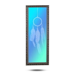 cutout the mirror reflects the gadian as the interior furniture isolated on white background