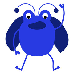 simple funny illustration blue bug