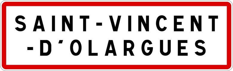 Panneau entrée ville agglomération Saint-Vincent-d'Olargues / Town entrance sign Saint-Vincent-d'Olargues