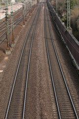 Fototapeta na wymiar Railway track in a stone bed