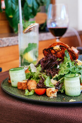 salad with vegetables and meat