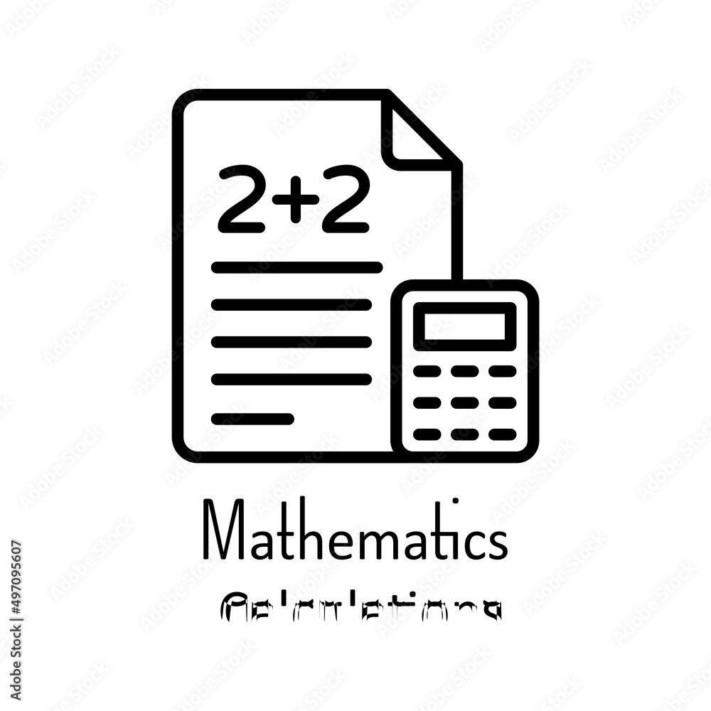 Poster mathematics calculations vector outline icon design illustration. educational technology symbol on w