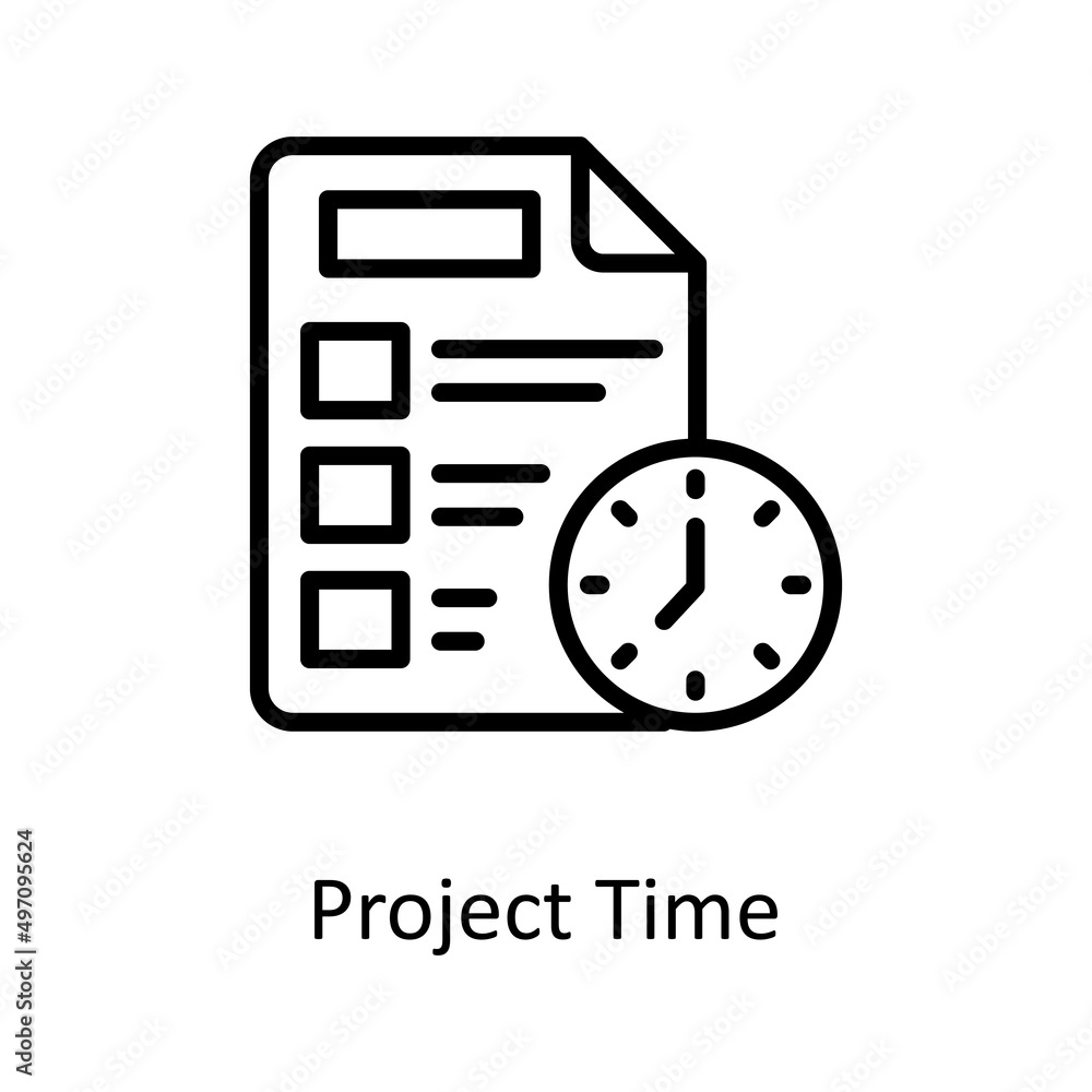 Poster project time vector outline icon design illustration. educational technology symbol on white backgro