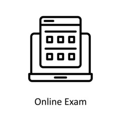 Online Exam vector Outline Icon Design illustration. Educational Technology Symbol on White background EPS 10 File