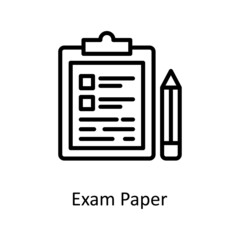 Exam Paper vector Outline Icon Design illustration. Educational Technology Symbol on White background EPS 10 File