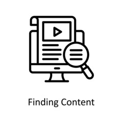 Finding Content vector Outline Icon Design illustration. Educational Technology Symbol on White background EPS 10 File