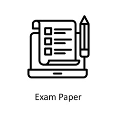 Exam Paper vector Outline Icon Design illustration. Educational Technology Symbol on White background EPS 10 File
