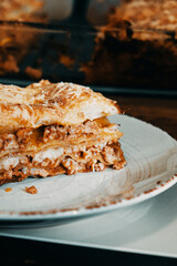 slice of lasagna on a plate
