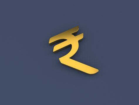 Indian Rupee Symbol 3d Render Illustration Image