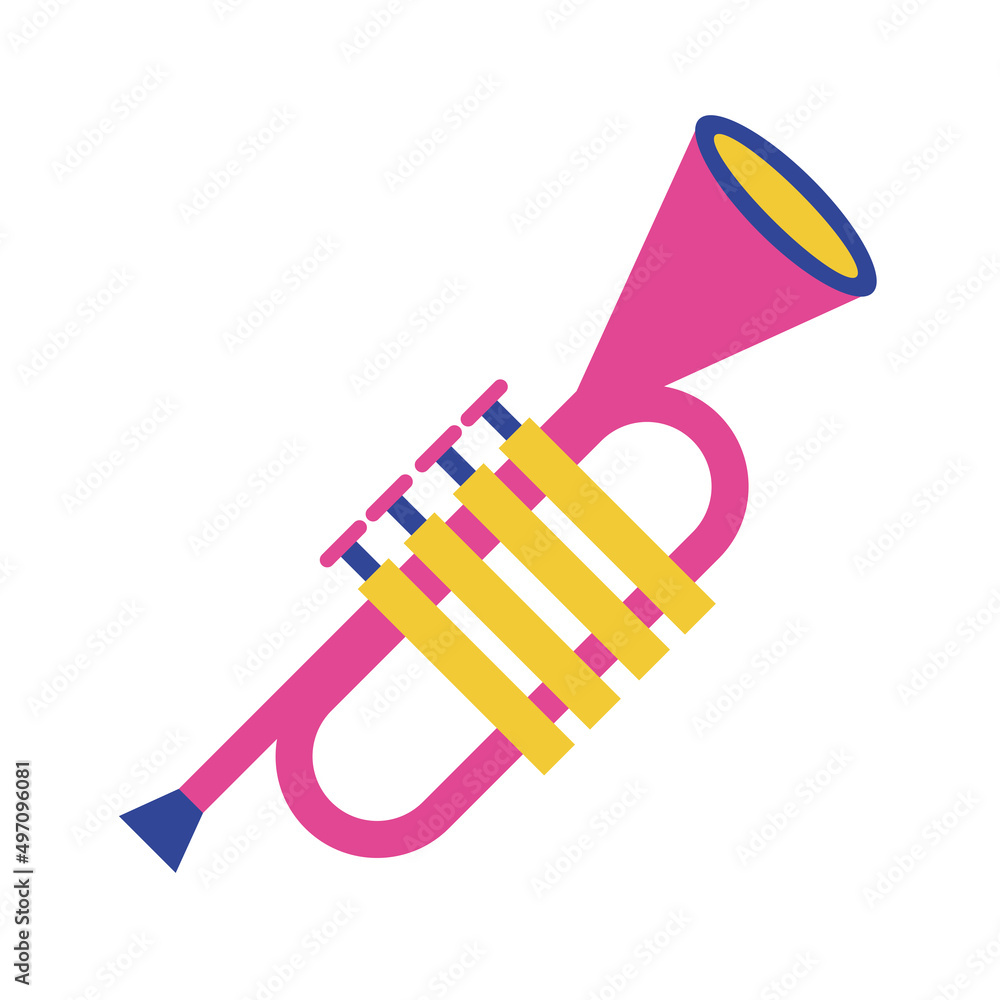 Sticker pink trumpet instrument