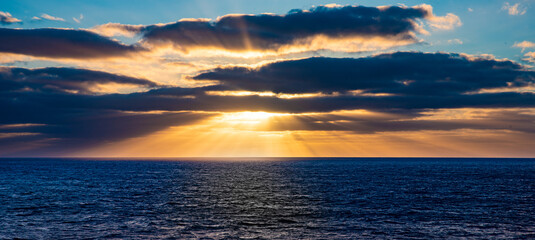 Sunrise over the South Pacific ocean