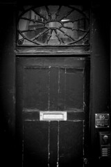 black and white door
