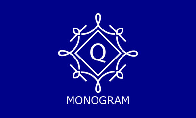Simple and elegant monogram design template with letter Q. Vector logo (sign, symbol, emblem, ornament)