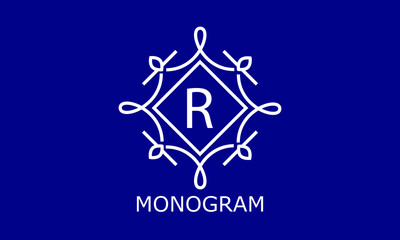 Simple and elegant monogram design template with letter R. Vector logo (sign, symbol, emblem, ornament)