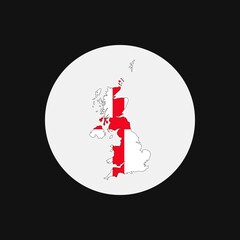 England map silhouette with flag on white background