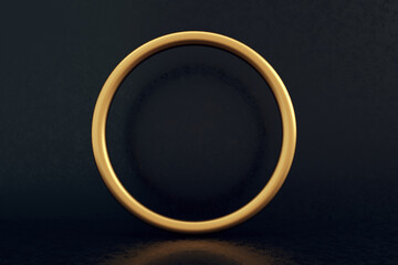golden circle on dark, blank layout background, 3d render
