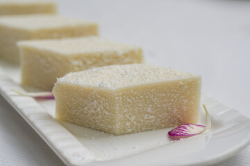 A dish of sweet and fragrant Thai dessert, coconut cake