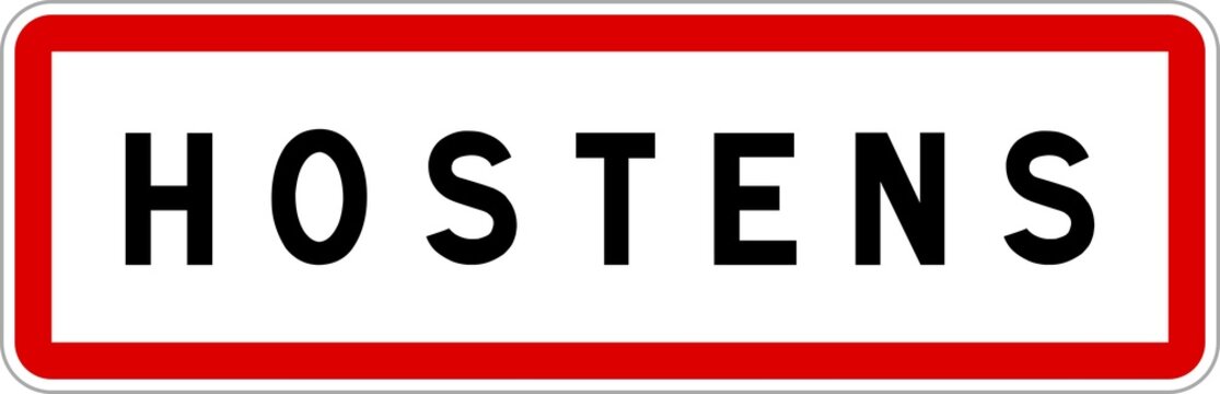 Panneau entr&eacute;e ville agglom&eacute;ration Hostens / Town entrance sign Hostens