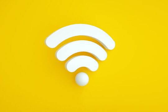 wi fi symbol over yellow  background, 3d rendering