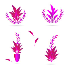 Obraz premium Potted plant flowers vase purple wreath abstract background art graphic design vector illustration