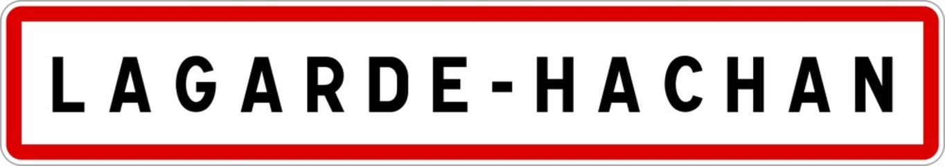 Panneau entrée ville agglomération Lagarde-Hachan / Town entrance sign Lagarde-Hachan