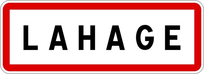 Panneau entrée ville agglomération Lahage / Town entrance sign Lahage